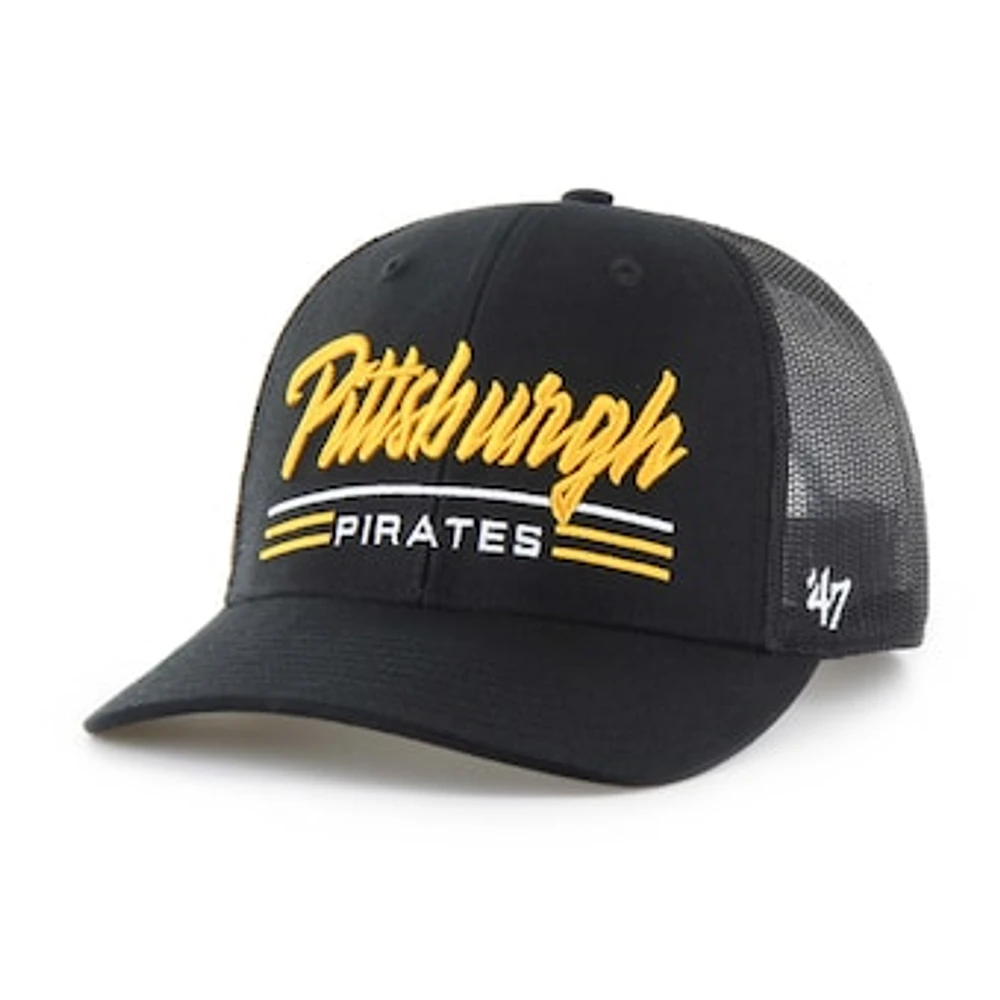 Men's '47 Black Pittsburgh Pirates Garner Trucker Adjustable Hat