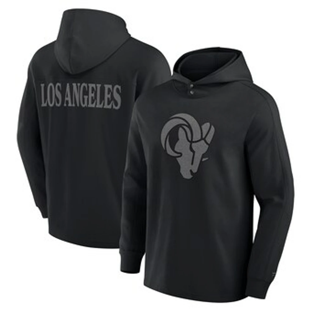 Men's Fanatics Black Los Angeles Rams Elements Blaze Tri-Blend Long Sleeve Hoodie T-Shirt