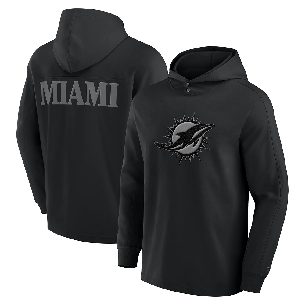 Men's Fanatics Black Miami Dolphins Elements Blaze Tri-Blend Long Sleeve Hoodie T-Shirt