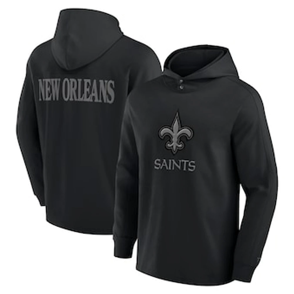 Men's Fanatics Black New Orleans Saints Elements Blaze Tri-Blend Long Sleeve Hoodie T-Shirt