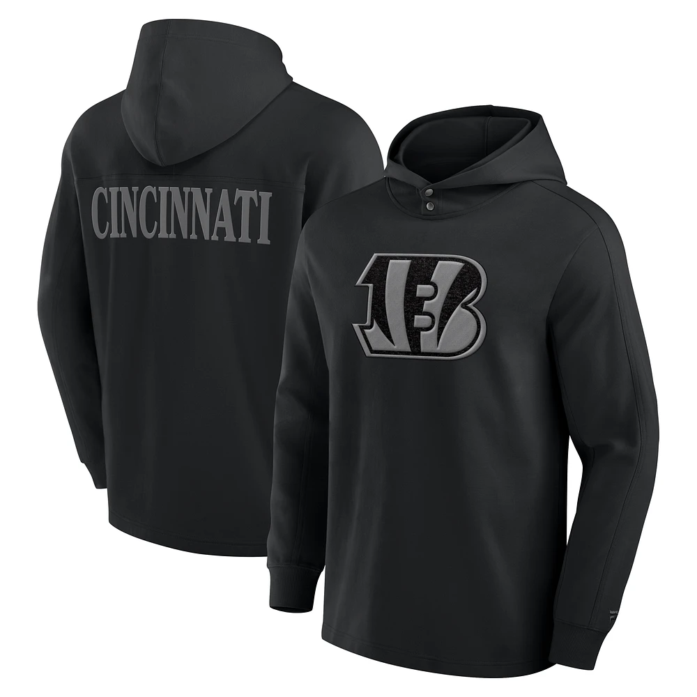 Men's Fanatics Black Cincinnati Bengals Elements Blaze Tri-Blend Long Sleeve Hoodie T-Shirt