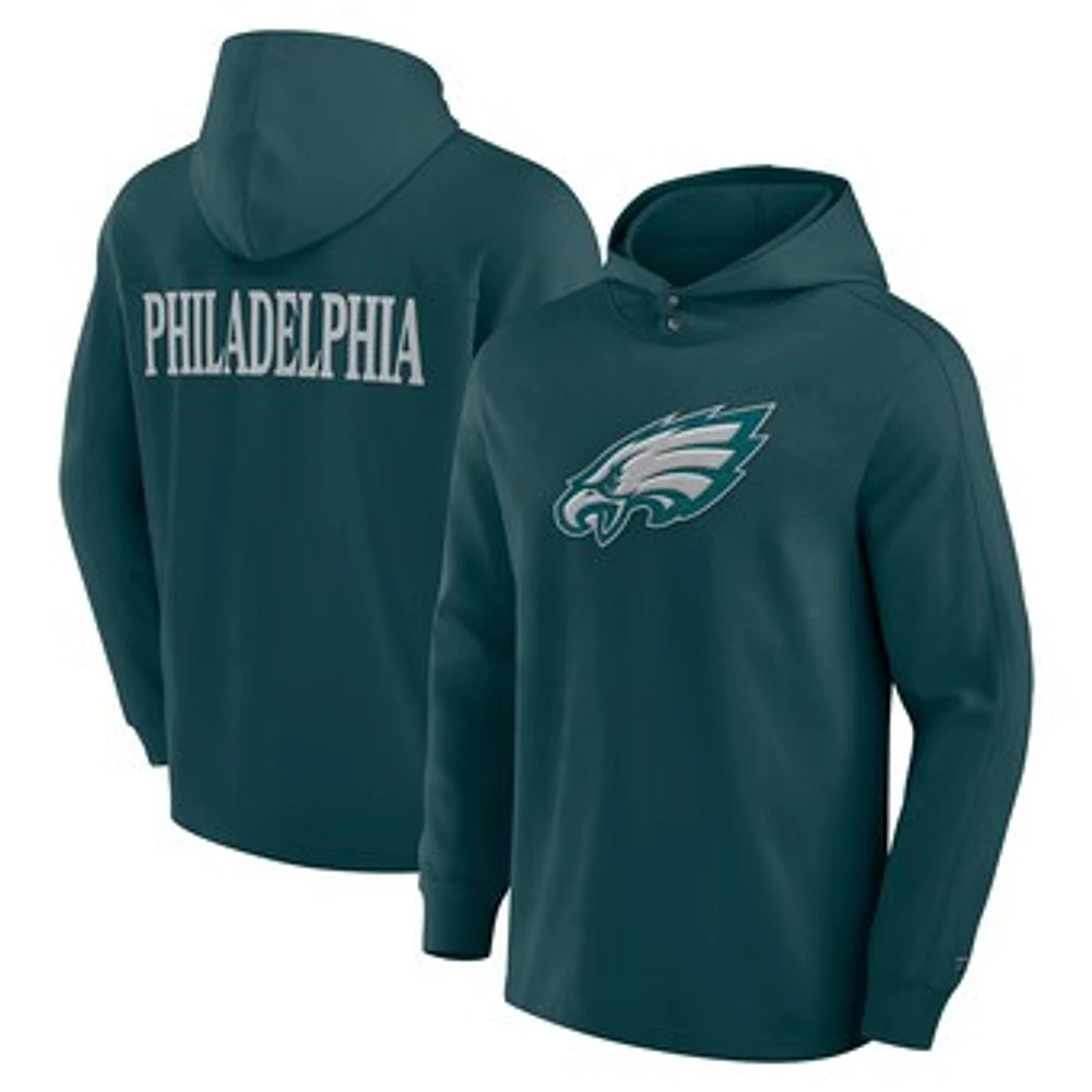 Men's Fanatics Midnight Green Philadelphia Eagles Elements Blaze Tri-Blend Long Sleeve Hoodie T-Shirt