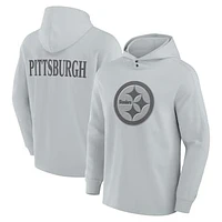 Men's Fanatics Gray Pittsburgh Steelers Elements Blaze Tri-Blend Long Sleeve Hoodie T-Shirt