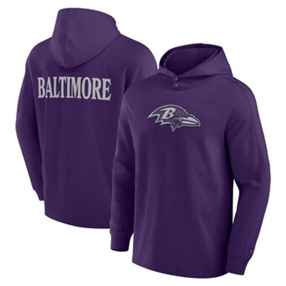 Men's Fanatics Purple Baltimore Ravens Elements Blaze Tri-Blend Long Sleeve Hoodie T-Shirt