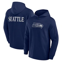 Men's Fanatics College Navy Seattle Seahawks Elements Blaze Tri-Blend Long Sleeve Hoodie T-Shirt