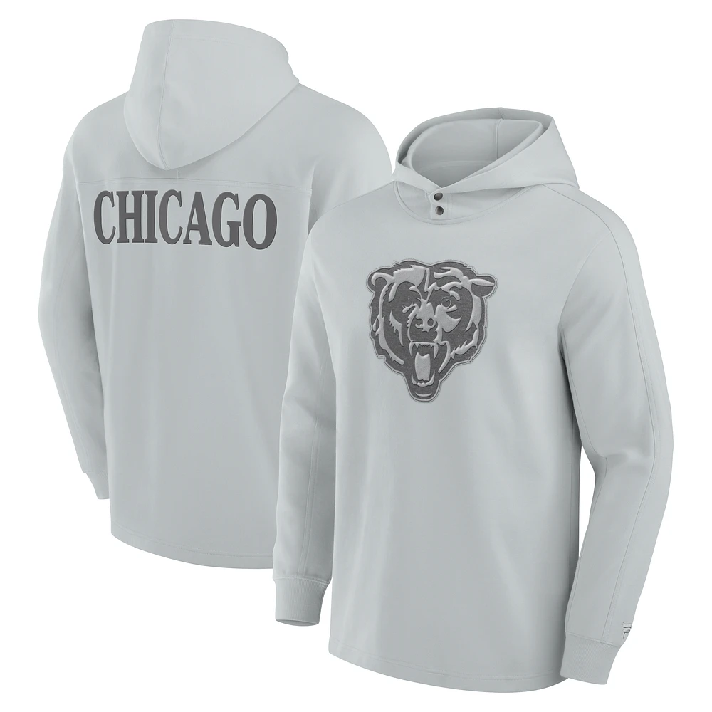 Men's Fanatics Gray Chicago Bears Elements Blaze Tri-Blend Long Sleeve Hoodie T-Shirt