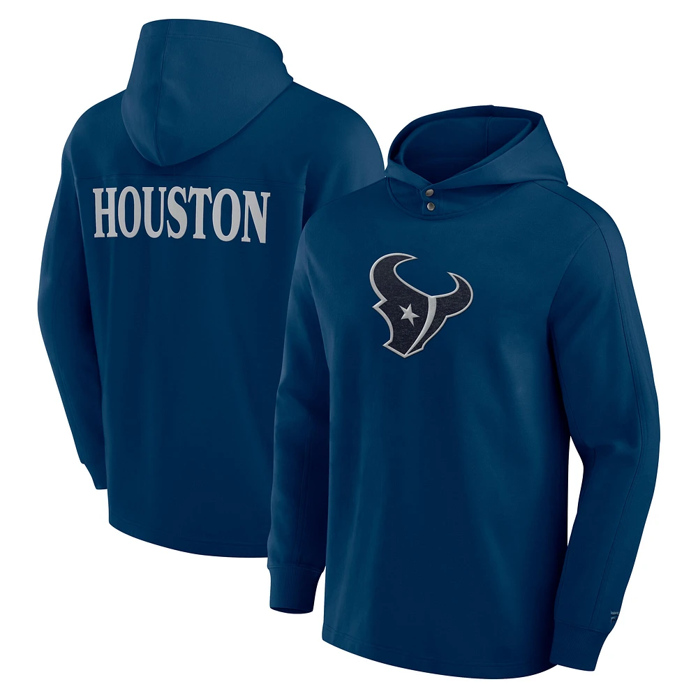 Men's Fanatics Navy Houston Texans Elements Blaze Tri-Blend Long Sleeve Hoodie T-Shirt