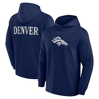 Men's Fanatics Navy Denver Broncos Elements Blaze Tri-Blend Long Sleeve Hoodie T-Shirt