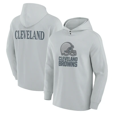 Men's Fanatics Gray Cleveland Browns Elements Blaze Tri-Blend Long Sleeve Hoodie T-Shirt