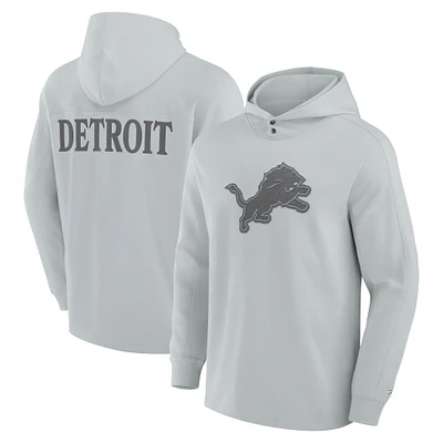 Men's Fanatics Gray Detroit Lions Elements Blaze Tri-Blend Long Sleeve Hoodie T-Shirt