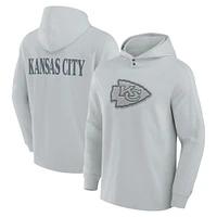 Men's Fanatics Gray Kansas City Chiefs Elements Blaze Tri-Blend Long Sleeve Hoodie T-Shirt