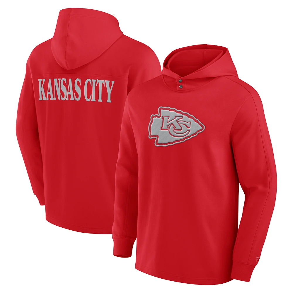 Men's Fanatics Red Kansas City Chiefs Elements Blaze Tri-Blend Long Sleeve Hoodie T-Shirt