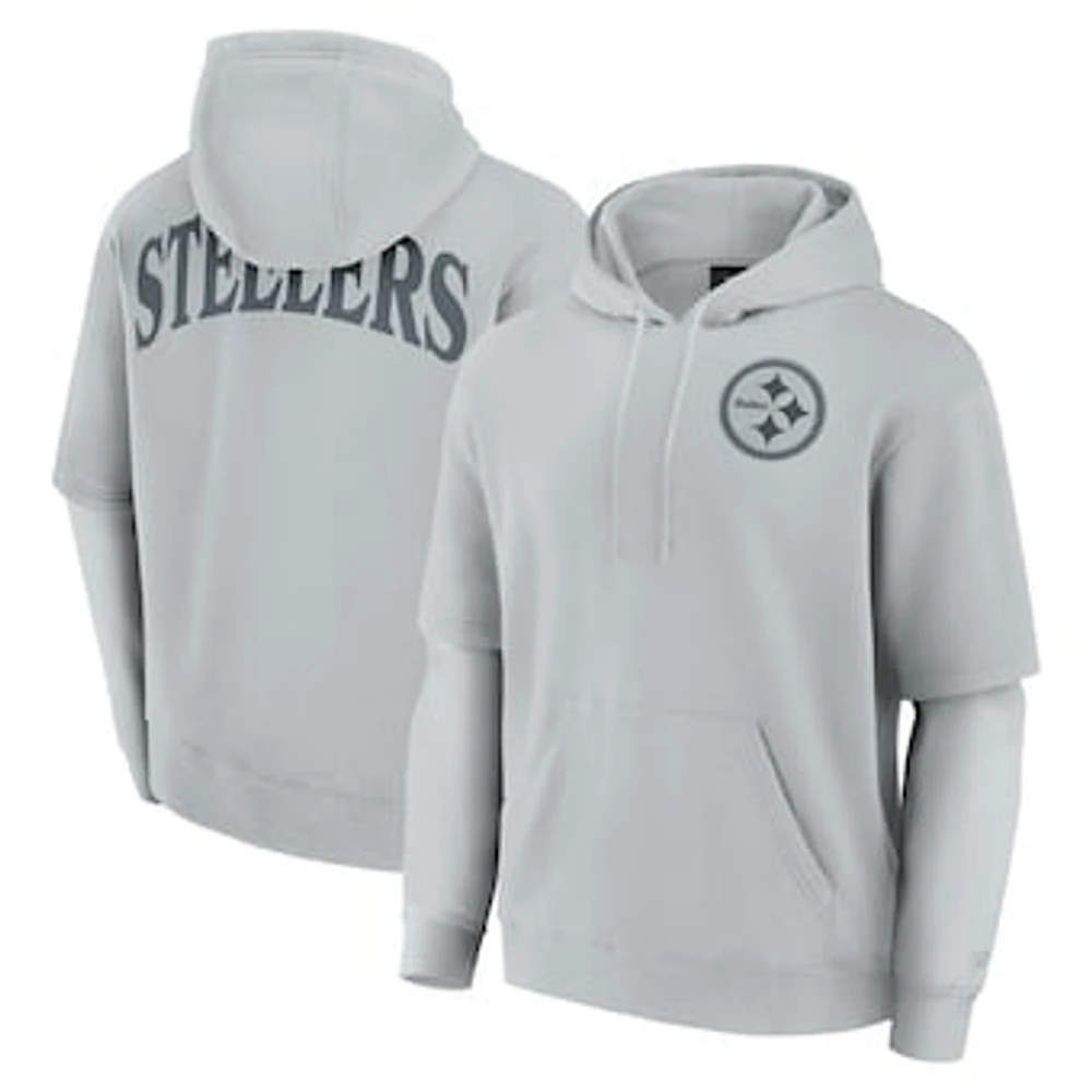 Unisex Fanatics  Gray Pittsburgh Steelers Sleek Elements Pullover Hoodie