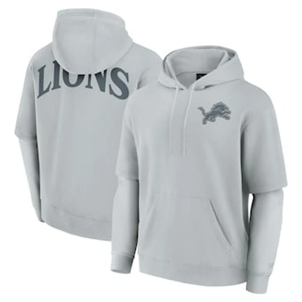 Unisex Fanatics  Gray Detroit Lions Sleek Elements Pullover Hoodie