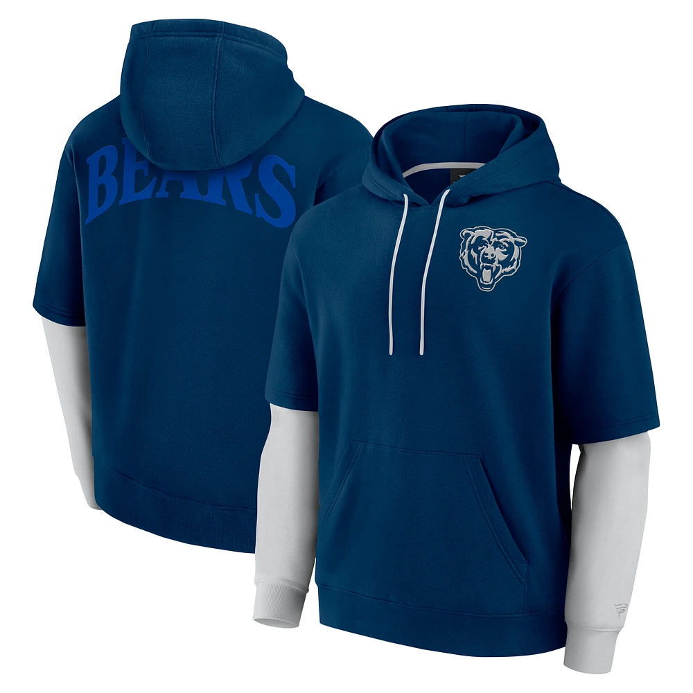 Unisex Fanatics  Navy Chicago Bears Sleek Elements Pullover Hoodie