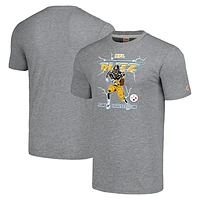 Men's Homage James Harrison Heather Gray Pittsburgh Steelers NFL Blitz Retired Player Tri-Blend T-Shirt