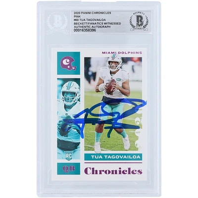 Tua Tagovailoa Miami Dolphins Autographed 2020 Panini Chronicles Pink #60 Beckett Fanatics Witnessed Authenticated Rookie Card