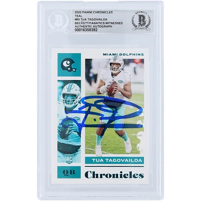 Tua Tagovailoa Miami Dolphins Autographed 2020 Panini Chronicles Teal #60 Beckett Fanatics Witnessed Authenticated Rookie Card