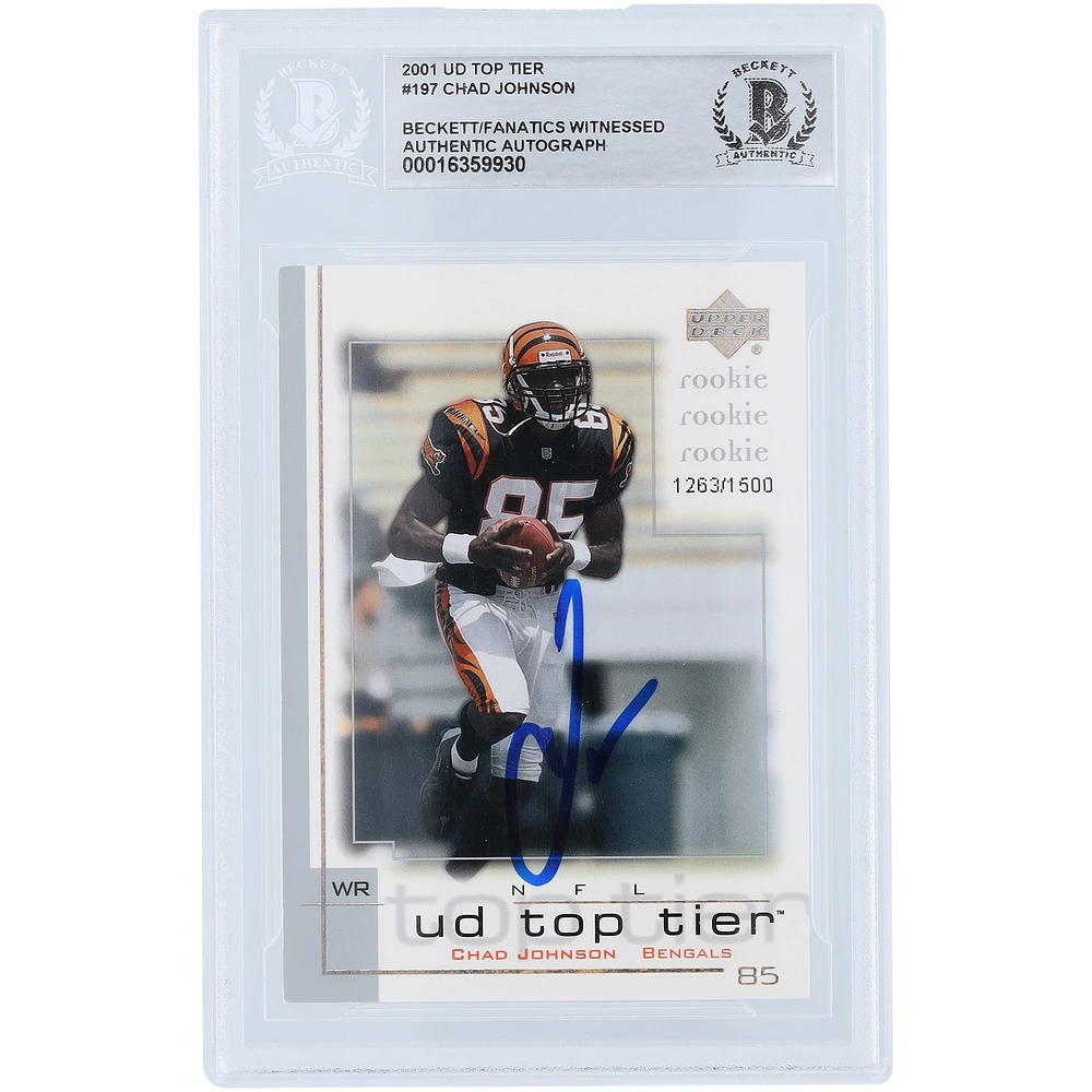 Chad Johnson Cincinnati Bengals Autographed 2001 Upper Deck Top Tier #197 #1263/1500 Beckett Fanatics Witnessed Authenticated Rookie Card
