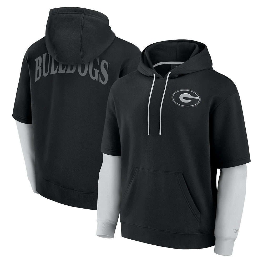 Men's Fanatics Black Georgia Bulldogs Sleek Pullover Hoodie