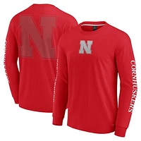 Men's Fanatics Scarlet Nebraska Huskers Strive Long Sleeve T-Shirt