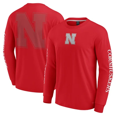 Men's Fanatics Scarlet Nebraska Huskers Strive Long Sleeve T-Shirt