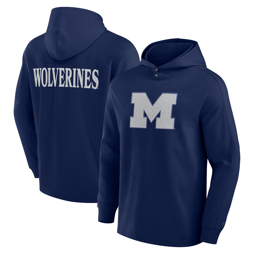 Men's Fanatics Navy Michigan Wolverines Blaze Tri-Blend Pullover Hoodie