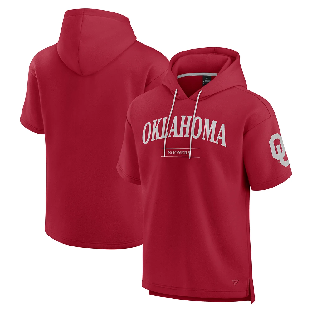 Men's Fanatics Crimson Oklahoma Sooners Ready Short Sleeve Pullover Hoodie