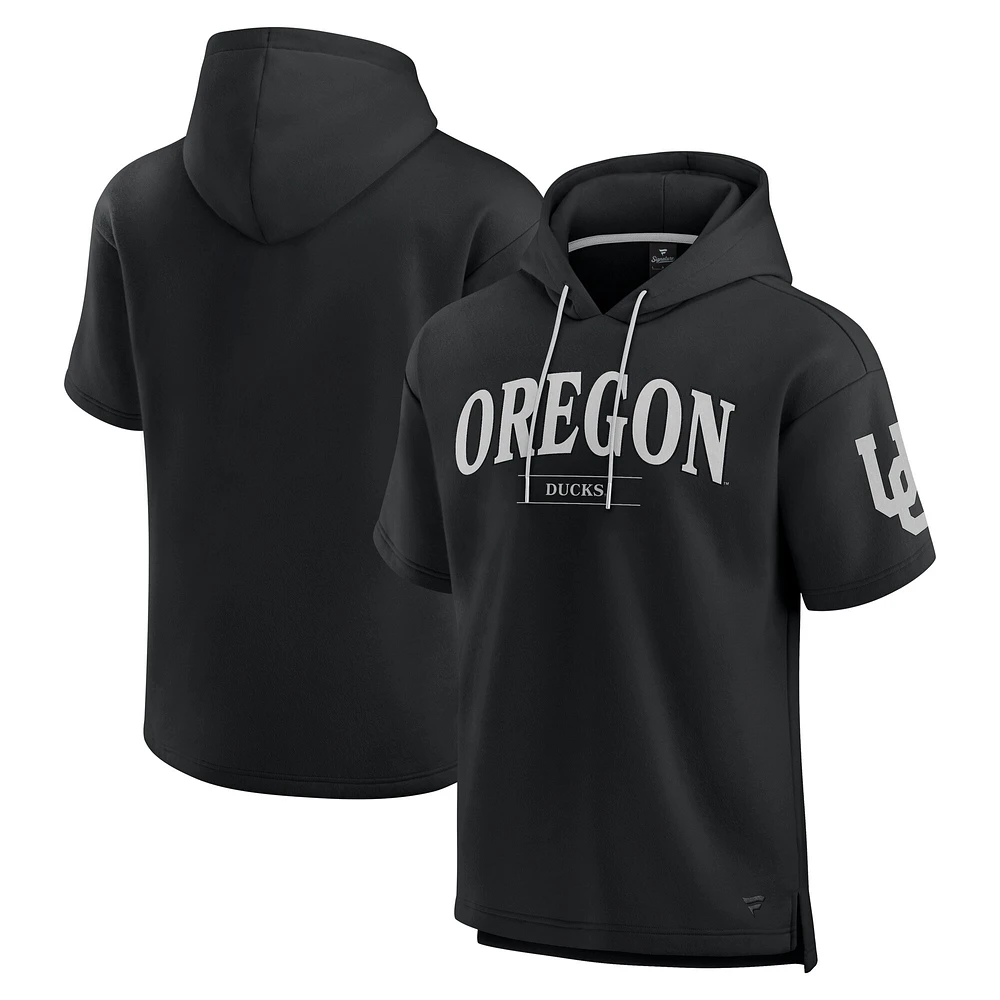 Men's Fanatics Black Oregon Ducks Ready Short Sleeve Pullover Hoodie