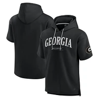 Men's Fanatics Black Georgia Bulldogs Ready Short Sleeve Pullover Hoodie