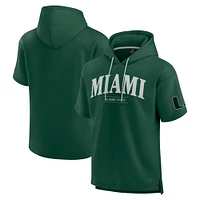 Men's Fanatics Green Miami Hurricanes Ready Short Sleeve Pullover Hoodie