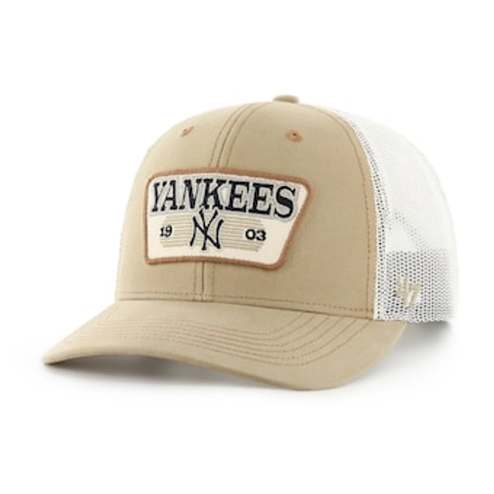 Men's '47 Khaki New York Yankees Ridgewood Trucker Adjustable Hats