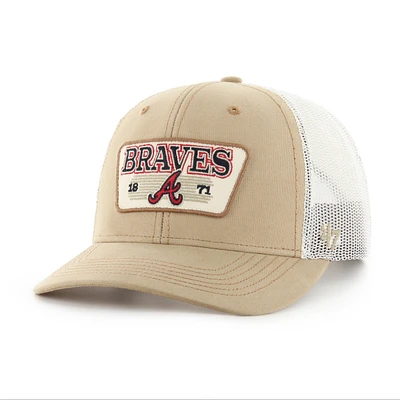 Men's '47 Khaki Atlanta Braves Ridgewood Trucker Adjustable Hats