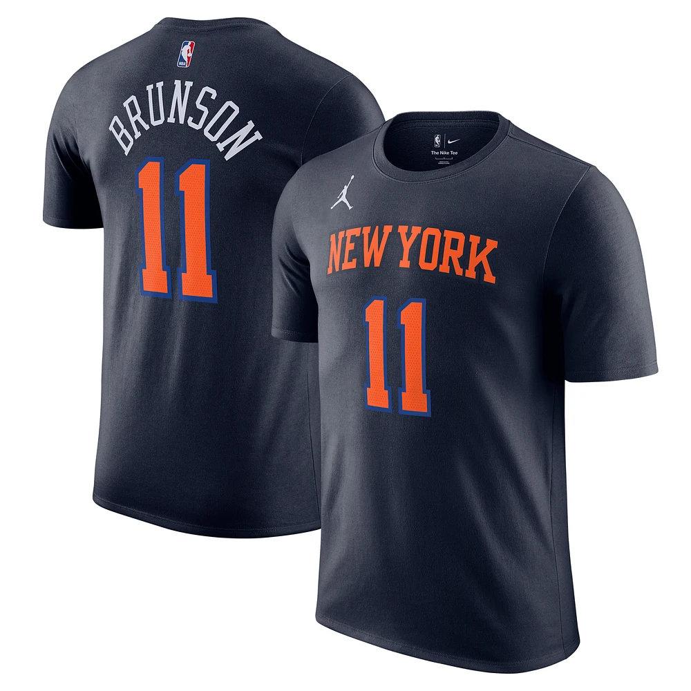 Men's Jordan Brand Jalen Brunson Navy New York Knicks Name & Number T-Shirt