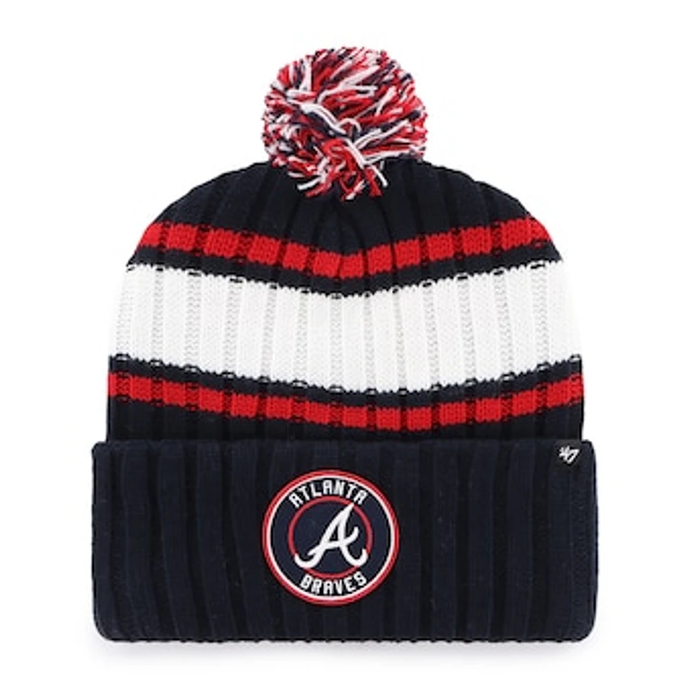 Men's '47  Navy Atlanta Braves Plateau Cuffed Knit Hat with Pom