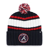 Men's '47  Navy Atlanta Braves Plateau Cuffed Knit Hat with Pom