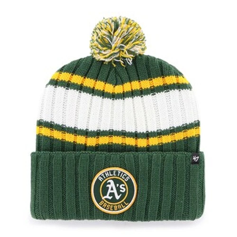 Men's '47  Green Oakland Athletics Plateau Cuffed Knit Hat with Pom