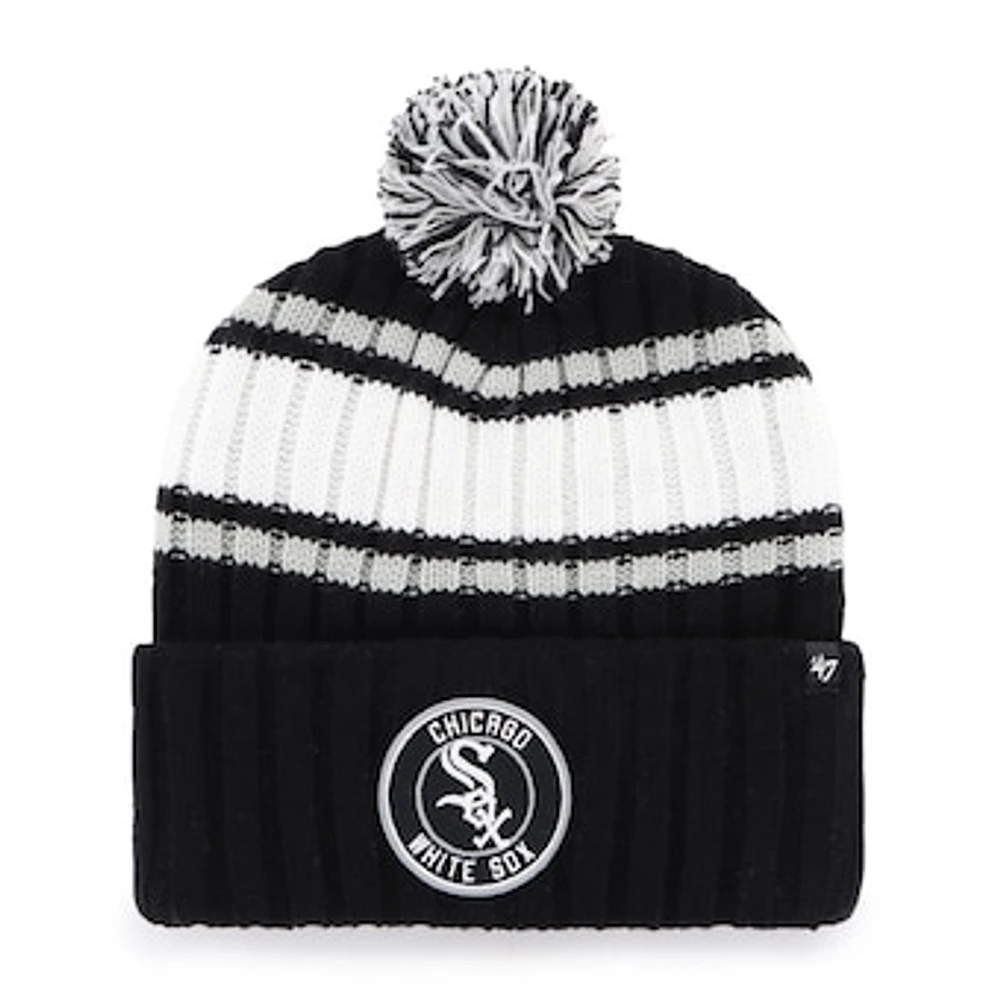 Men's '47  Black Chicago White Sox Plateau Cuffed Knit Hat with Pom