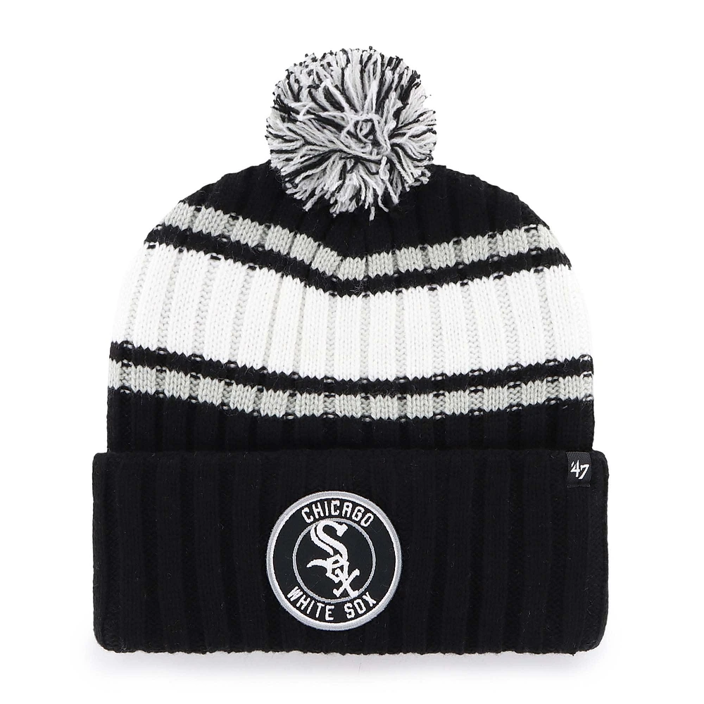 Men's '47  Black Chicago White Sox Plateau Cuffed Knit Hat with Pom