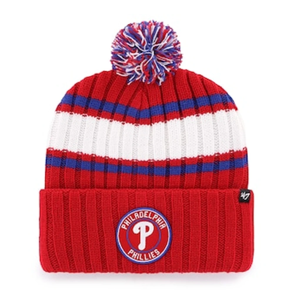 Men's '47  Red Philadelphia Phillies Plateau Cuffed Knit Hat with Pom