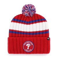 Men's '47  Red Philadelphia Phillies Plateau Cuffed Knit Hat with Pom