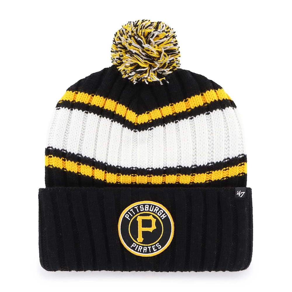 Men's '47  Black Pittsburgh Pirates Plateau Cuffed Knit Hat with Pom