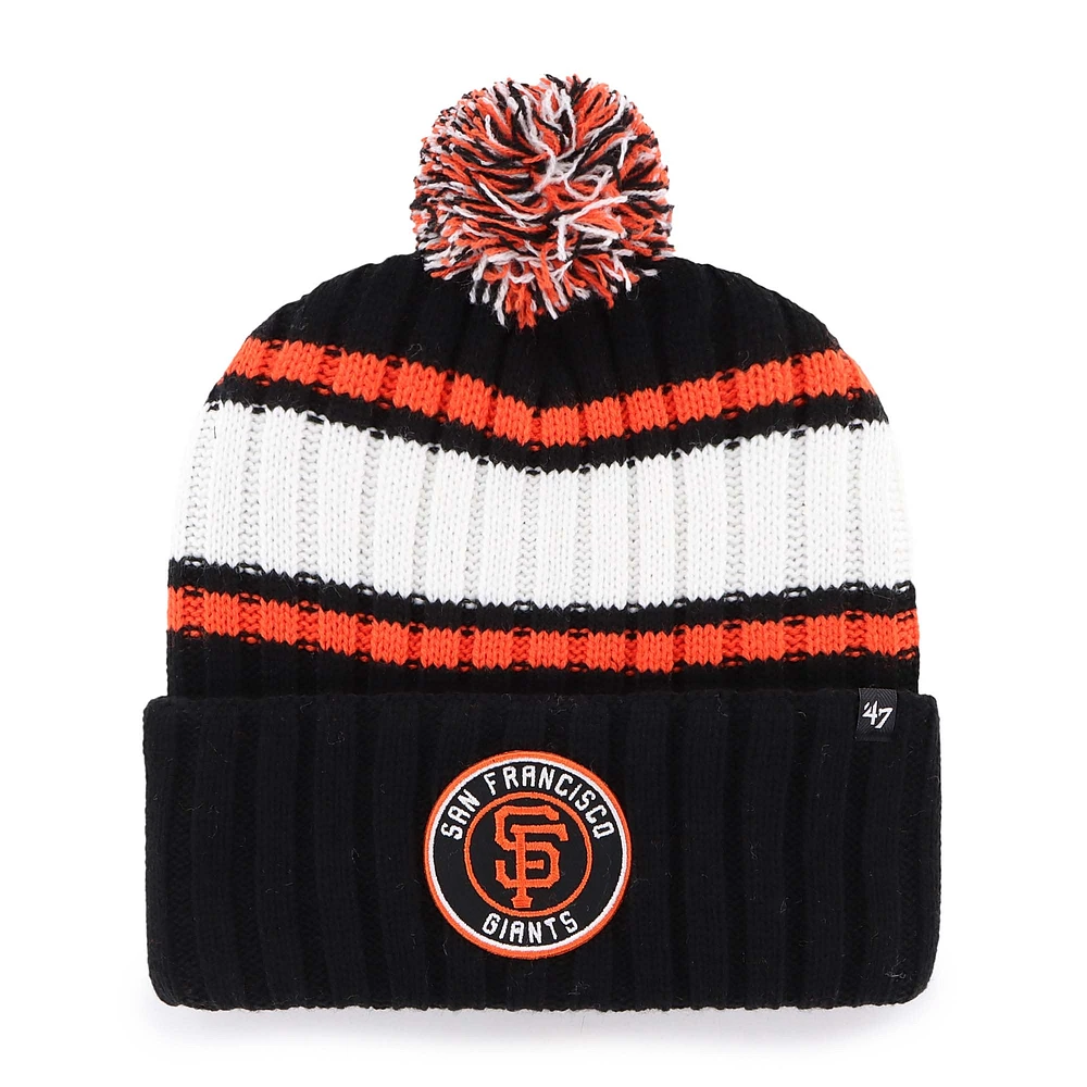 Men's '47  Black San Francisco Giants Plateau Cuffed Knit Hat with Pom