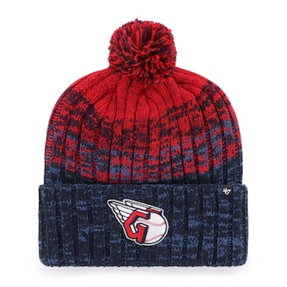 Men's '47  Navy Cleveland Guardians Cascade Cuffed Knit Hat with Pom