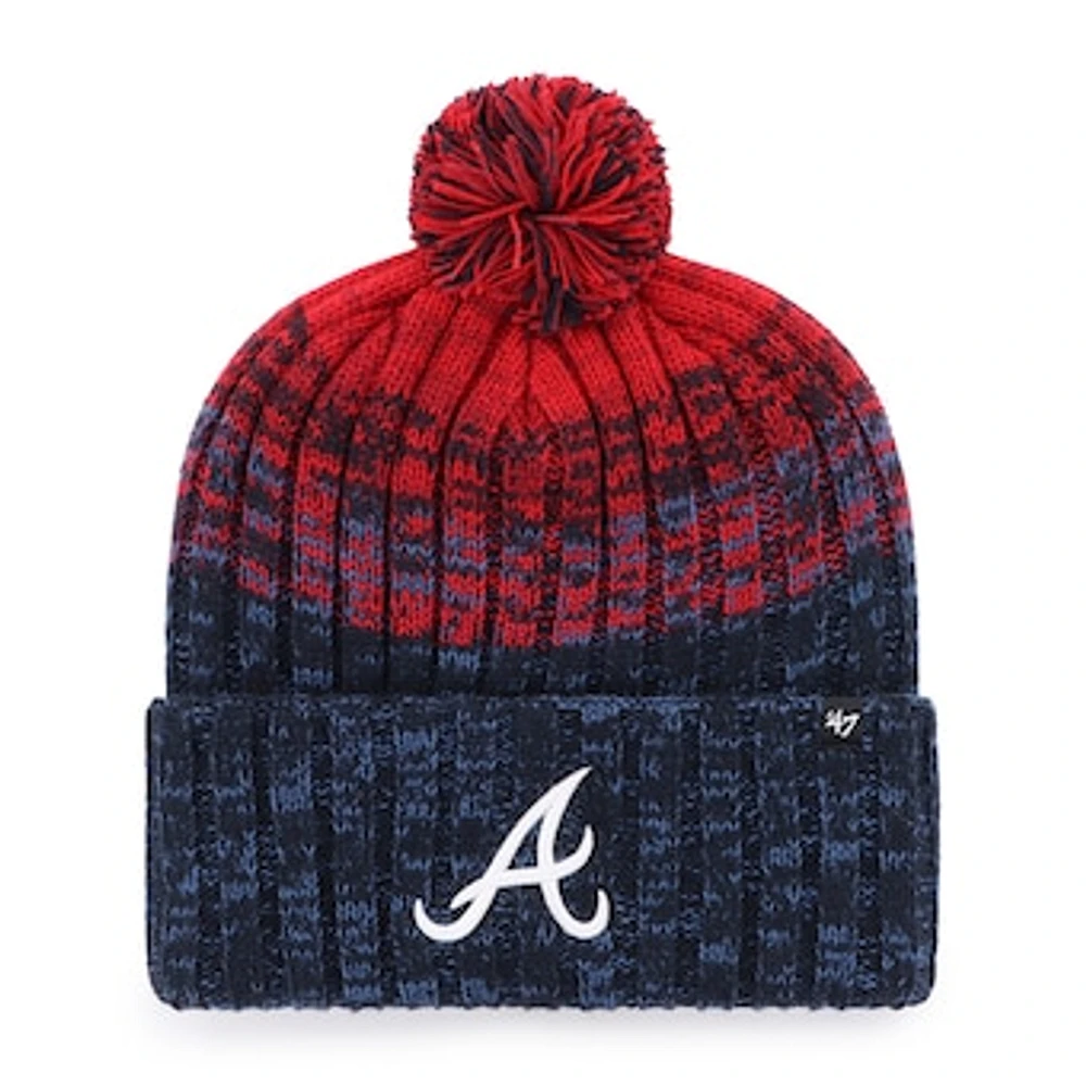 Men's '47  Navy Atlanta Braves Cascade Cuffed Knit Hat with Pom