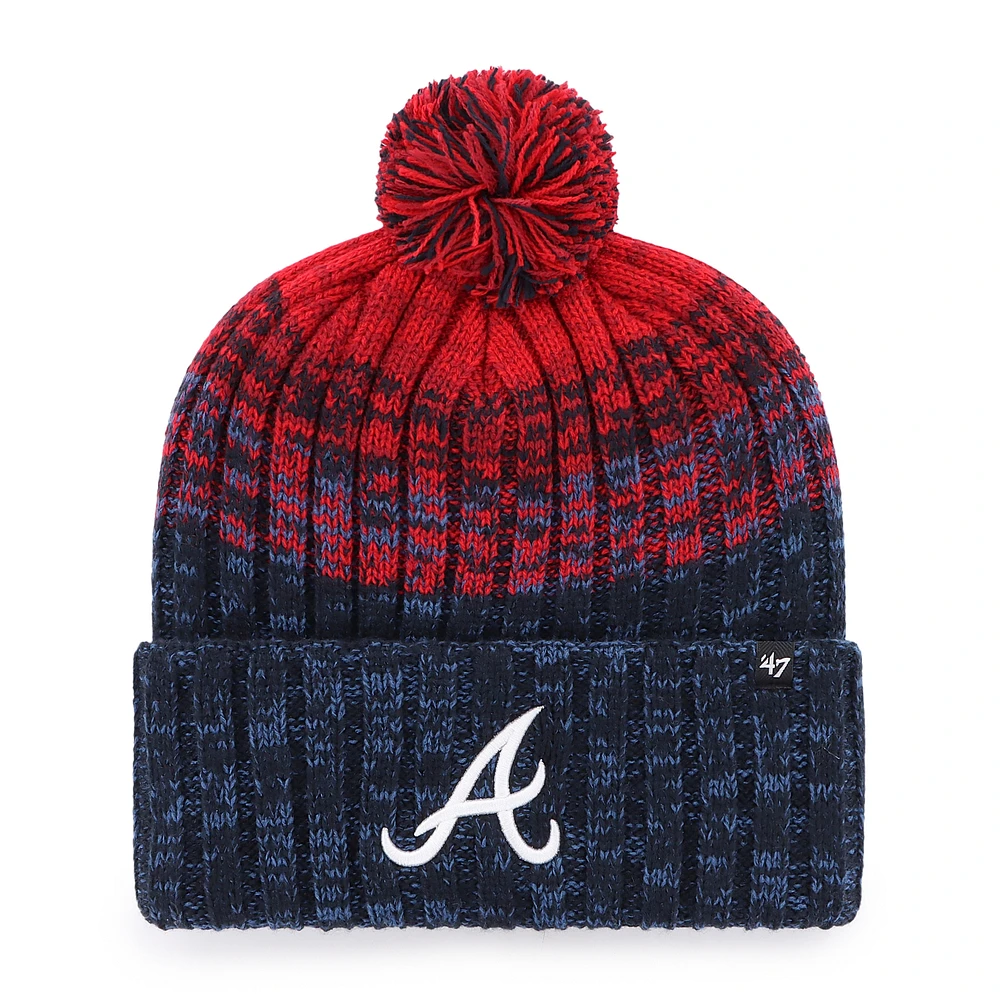 Men's '47  Navy Atlanta Braves Cascade Cuffed Knit Hat with Pom