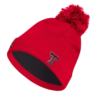 Men's adidas Red Texas Tech Red Raiders 2024 Sideline COLD.RDY Cuffed Knit Hat with Pom