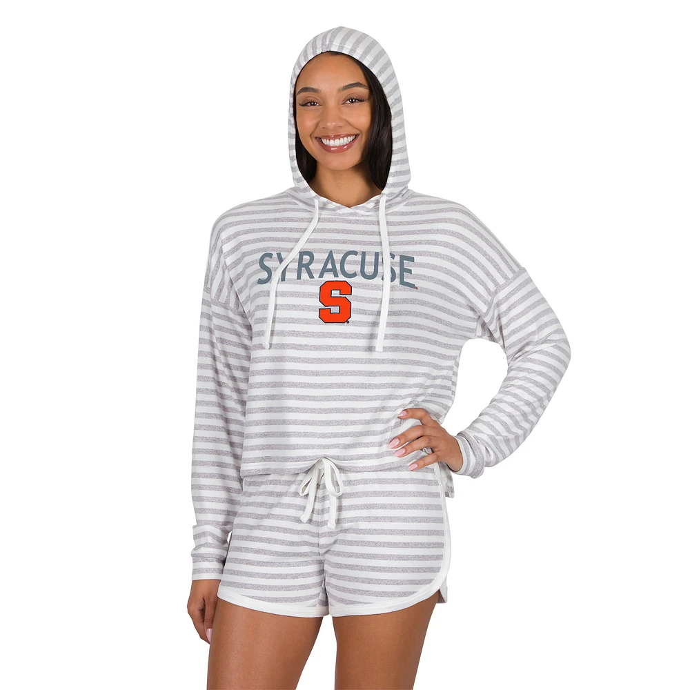 Women's Concepts Sport Cream Syracuse Orange Visibility Long Sleeve Hoodie T-Shirt & Shorts Set