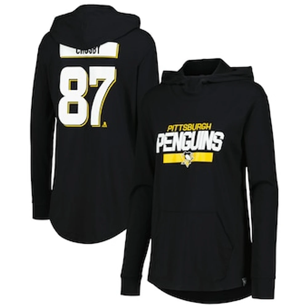 Women's Levelwear Sidney Crosby Black Pittsburgh Penguins Vivid Player Name & Number Pullover Hoodie