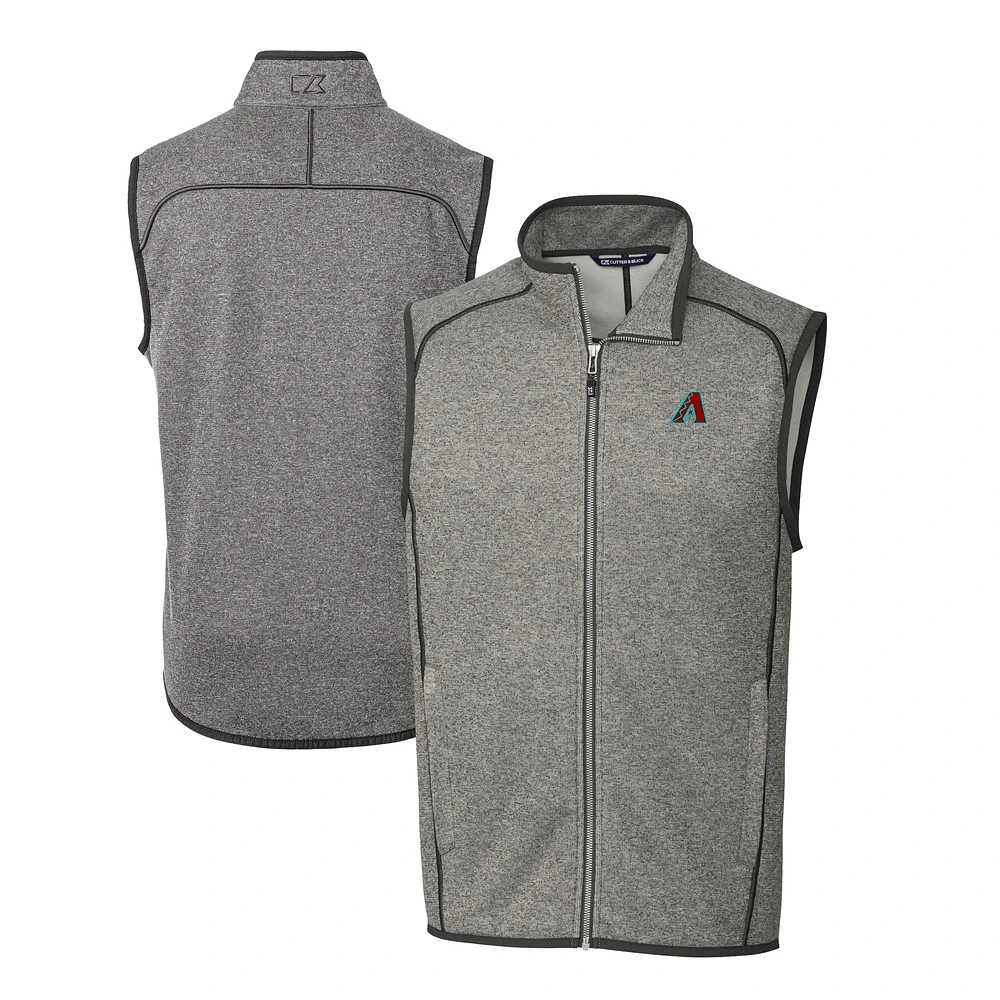 Men's Cutter & Buck Heather Gray Arizona Diamondbacks Mainsail Big Tall Full-Zip Vest
